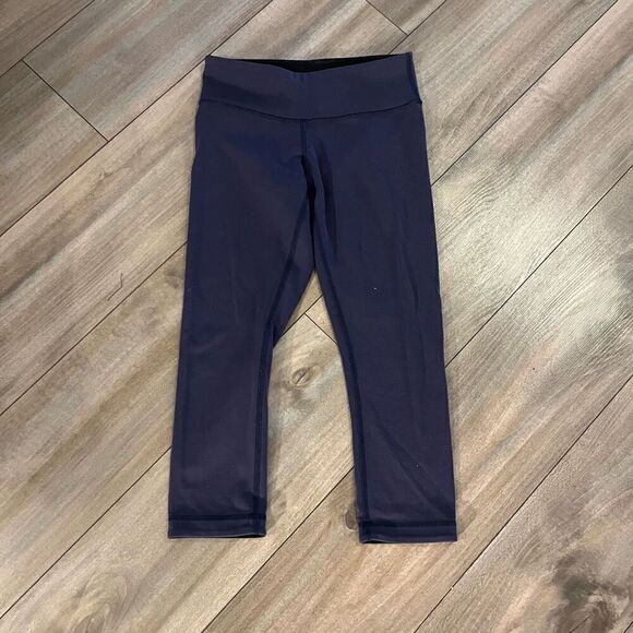 Lululemon Blue Gray Athletic‎ Workout Cropped Leggings Women 4 - Picture 2 of 5